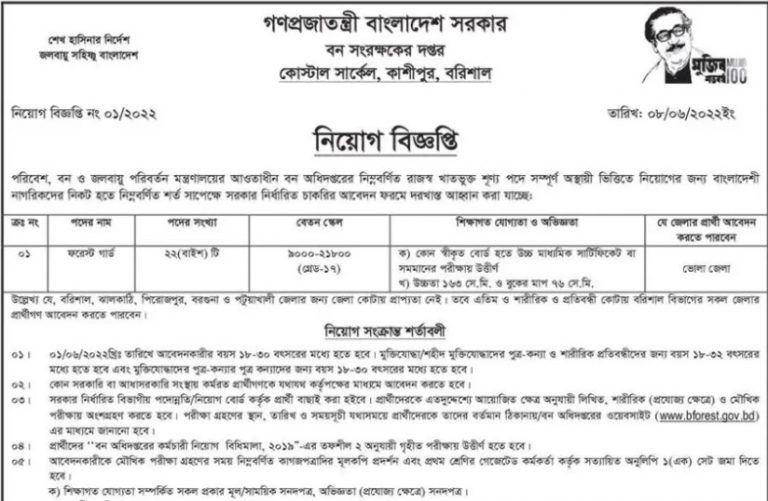 Ministry of Environment and Forests Job Circular 2022